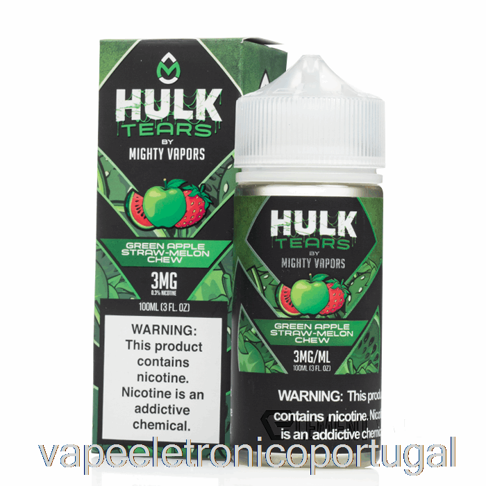 Vape Eletronico Maçã Verde Palha Melão Mastigar - Hulk Teares - 100ml 3mg